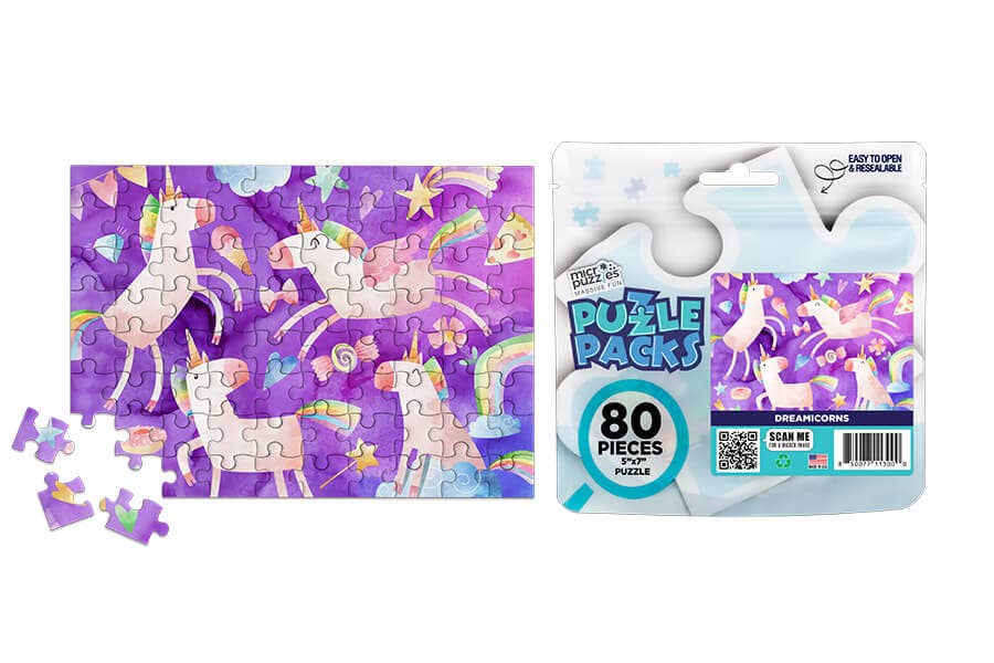80 Pieces - Dreamicorns Unicorns Mini Jigsaw Puzzle - By MicroPuzzle