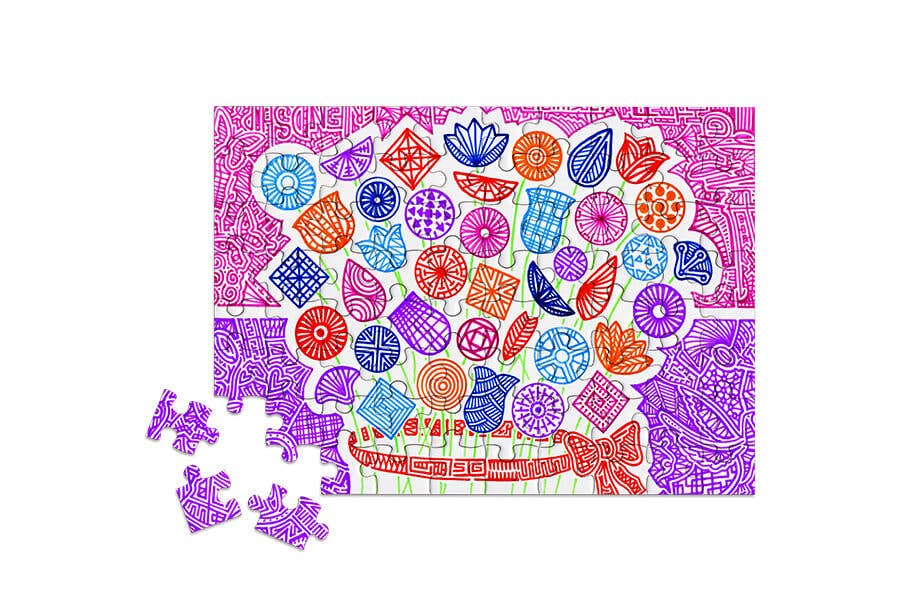 80 Pieces - Flower Doodles Mini Jigsaw Puzzle - By MicroPuzzle