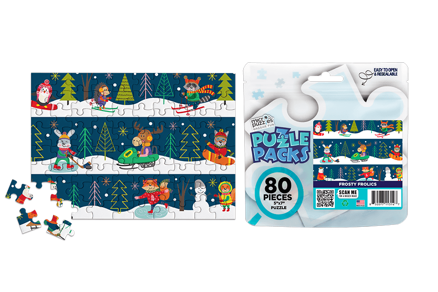 80 Pieces - Frosty Frolics Mini Jigsaw Puzzle - By MicroPuzzle