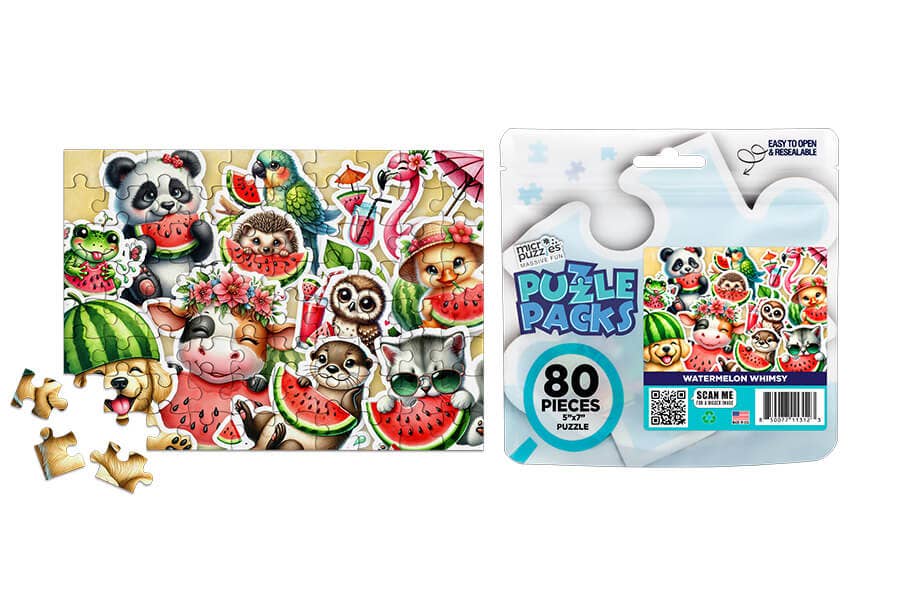 80 Pieces - Watermelon Whimsy Mini Jigsaw Puzzle - By MicroPuzzle