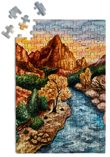 150 Pieces - Zion National Park Mini Jigsaw Puzzle - By MicroPuzzle