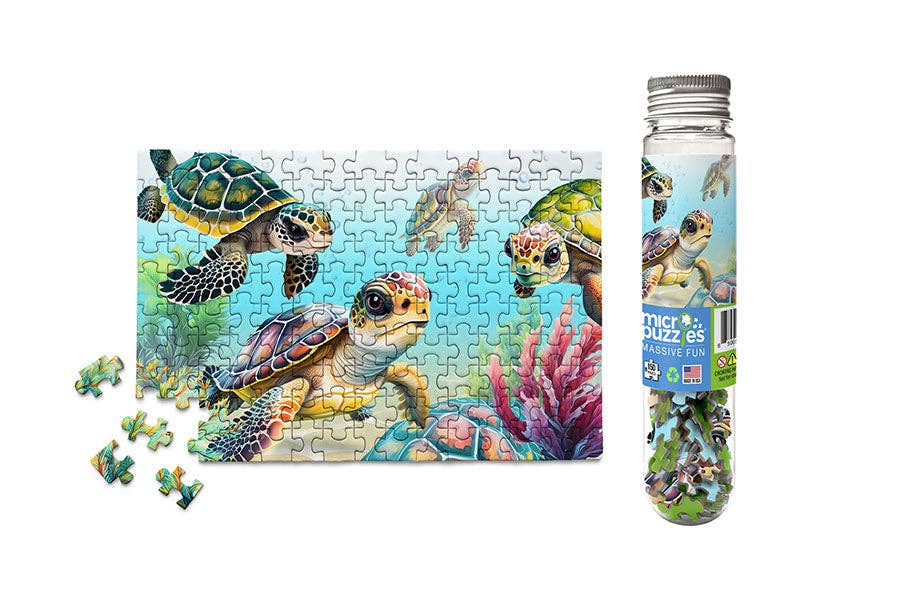 150 Pieces - Flippin Awesome Sea Turtles Mini Jigsaw Puzzle - By MicroPuzzle