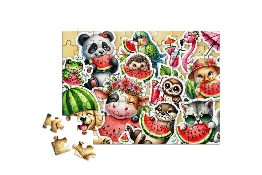 80 Pieces - Watermelon Whimsy Mini Jigsaw Puzzle - By MicroPuzzle