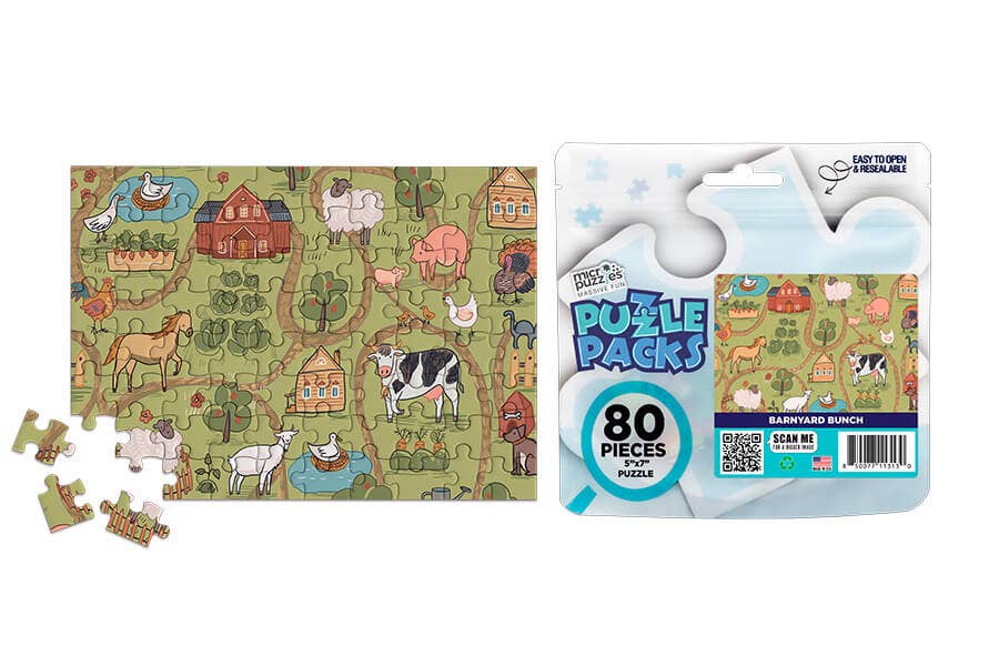 80 Pieces - Barnyard Bunch Mini Jigsaw Puzzle - By MicroPuzzle
