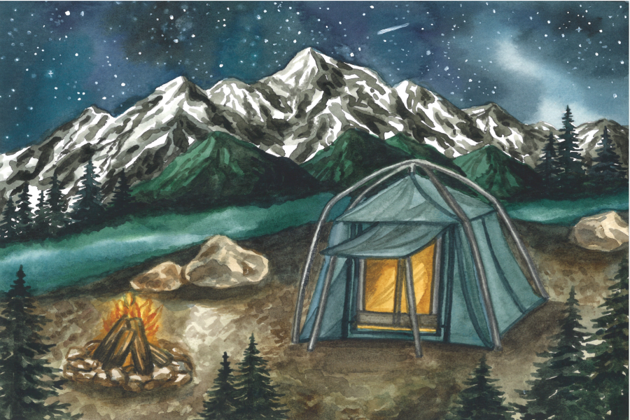 150 Pieces - Camping in Pacific Northwest Mini Jigsaw Puzzle - By MicroPuzzle