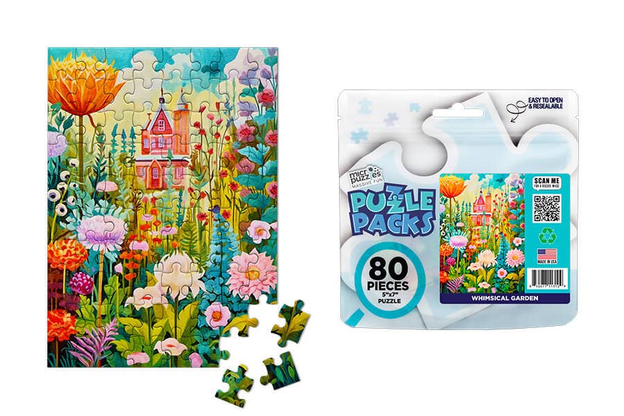 80 Pieces - Whimsical Garden Mini Jigsaw Puzzle - By MicroPuzzle