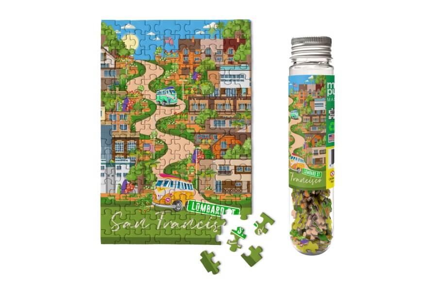 150 Pieces - San Francisco Lombard Street Mini Jigsaw Puzzle - By MicroPuzzle