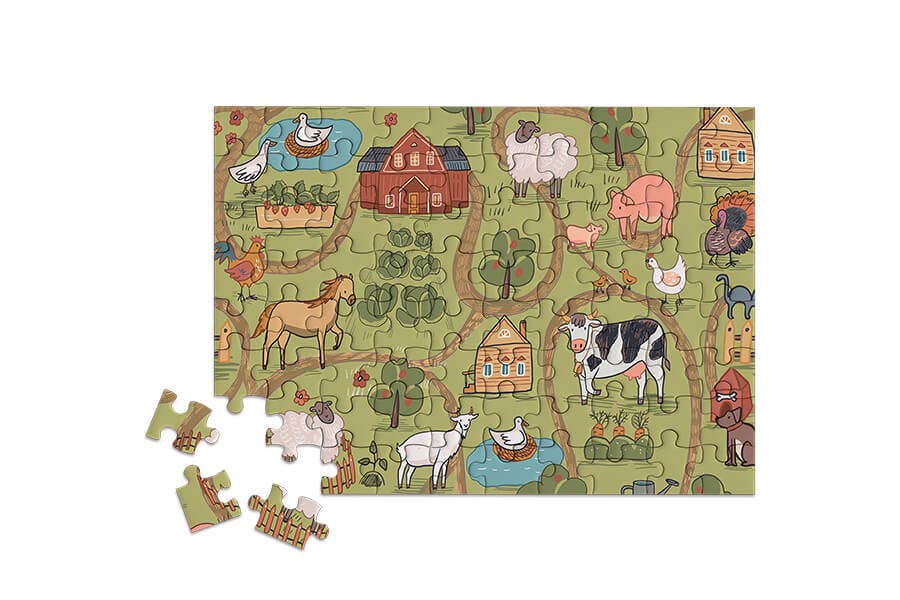 80 Pieces - Barnyard Bunch Mini Jigsaw Puzzle - By MicroPuzzle
