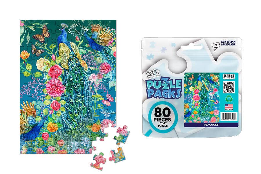 80 Pieces - Peacocks Mini Jigsaw Puzzle - By MicroPuzzle