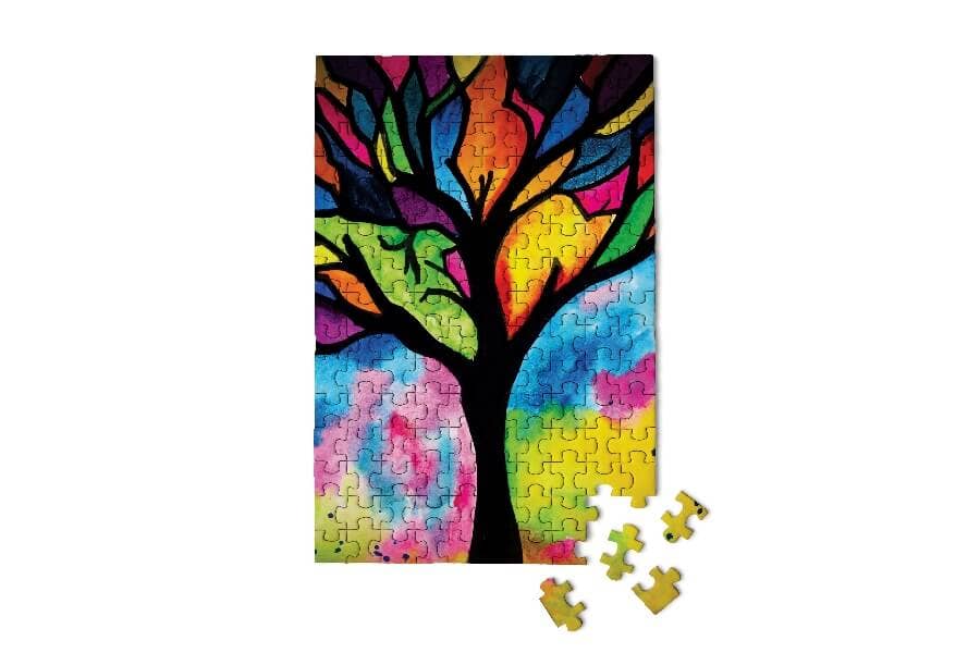 150 Pieces - Stained Glass Tree Mini Jigsaw Puzzle - By MicroPuzzle