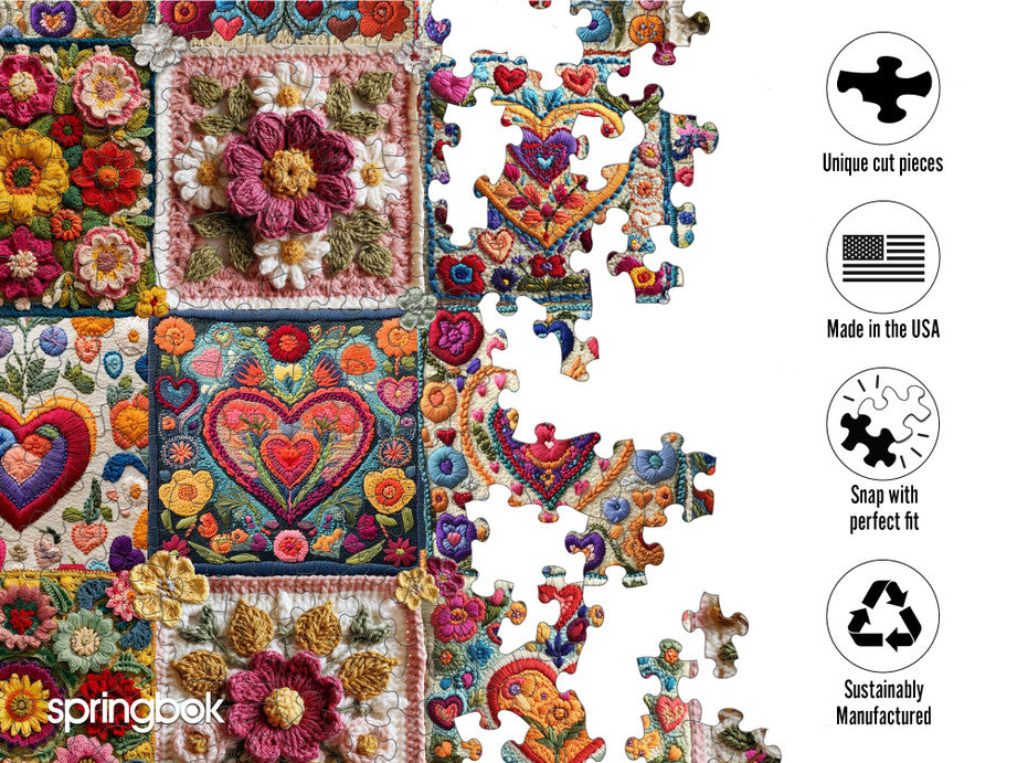 1000 Pieces - Crochet Hearts Jigsaw Puzzle - by Springbok