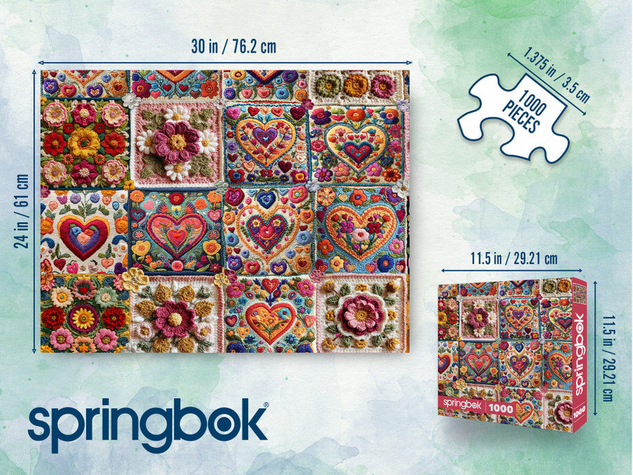 1000 Pieces - Crochet Hearts Jigsaw Puzzle - by Springbok