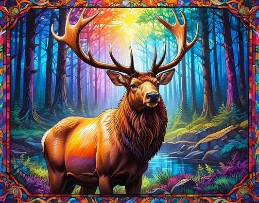 1000 Pieces - Stain Glass Elk Jigsaw Puzzle - by Springbok