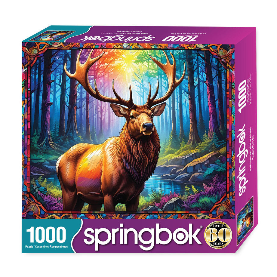 1000 Pieces - Stain Glass Elk Jigsaw Puzzle - by Springbok