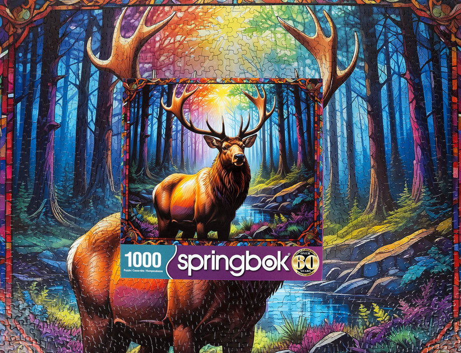 1000 Pieces - Stain Glass Elk Jigsaw Puzzle - by Springbok