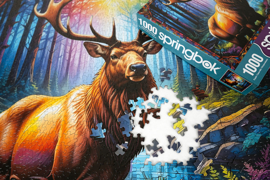 1000 Pieces - Stain Glass Elk Jigsaw Puzzle - by Springbok
