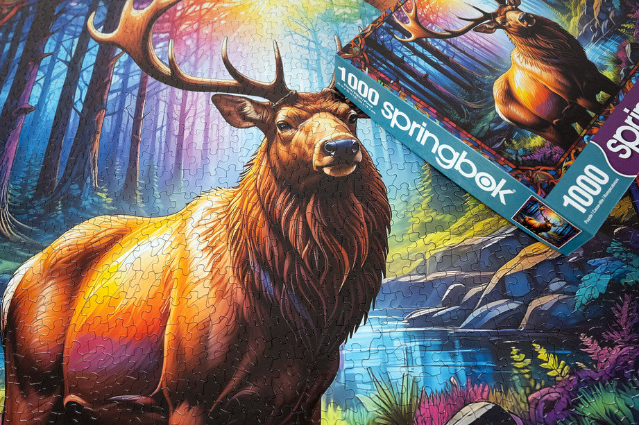 1000 Pieces - Stain Glass Elk Jigsaw Puzzle - by Springbok