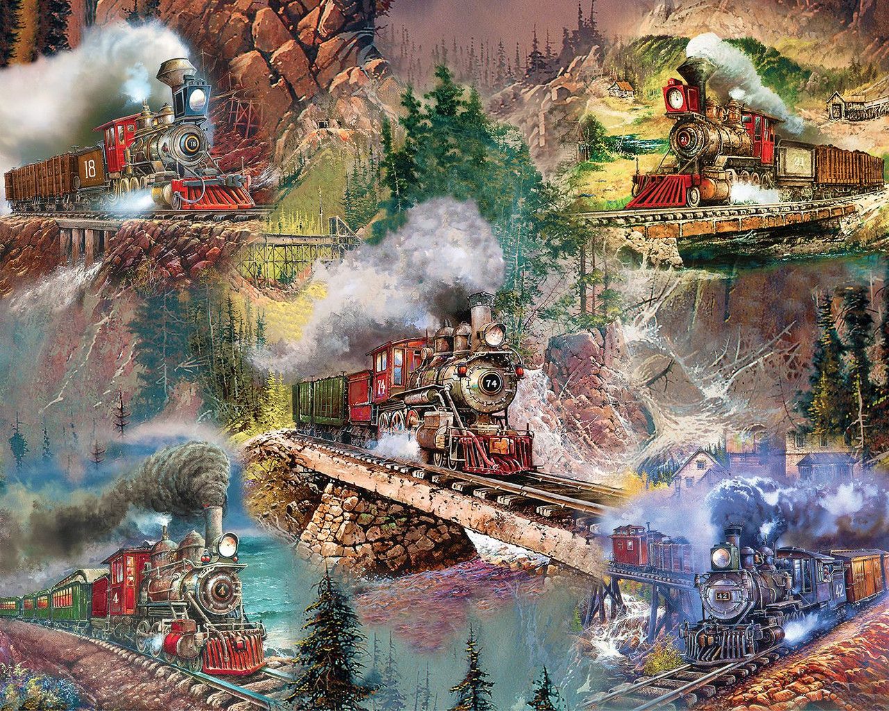 1000 Pieces - Thrilling Trains Jigsaw Puzzle - by Springbok
