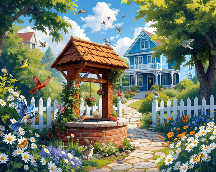 1000 Pieces - Wishing Well Garden Jigsaw Puzzle - by Springbok