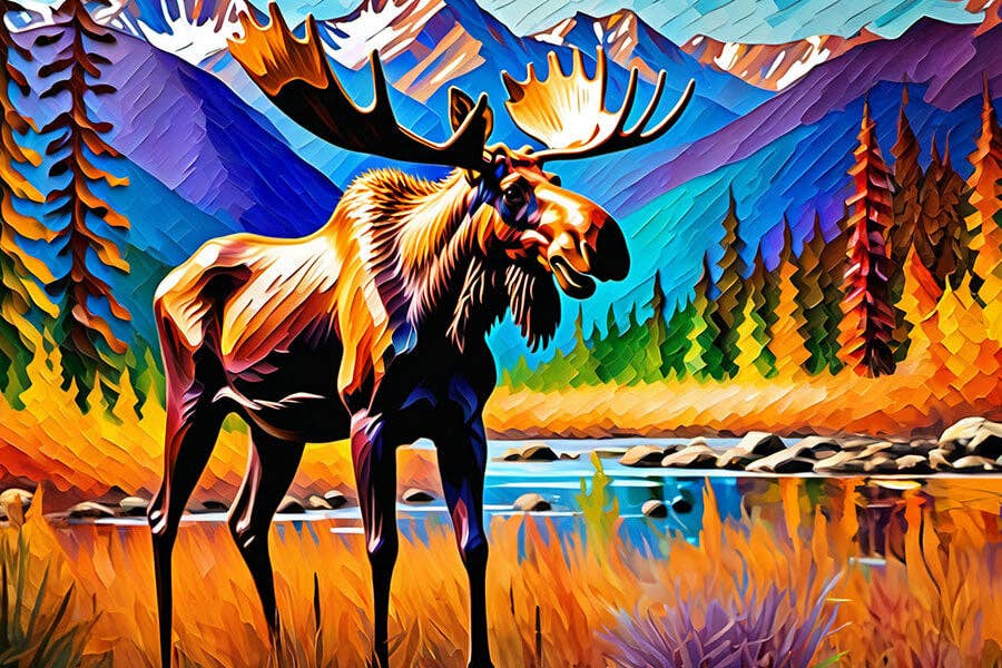 150 Pieces - Colorful Moose Mini Jigsaw Puzzle - By MicroPuzzle