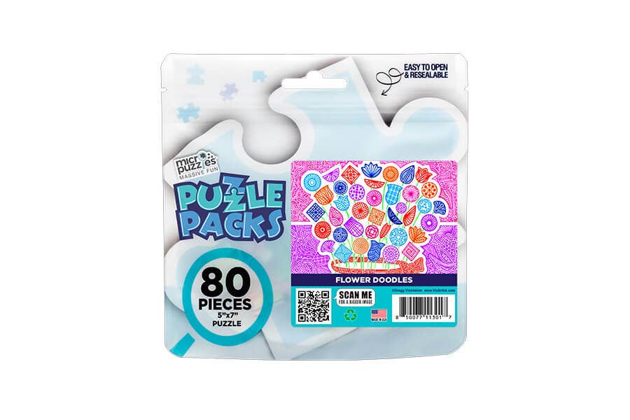 80 Pieces - Flower Doodles Mini Jigsaw Puzzle - By MicroPuzzle