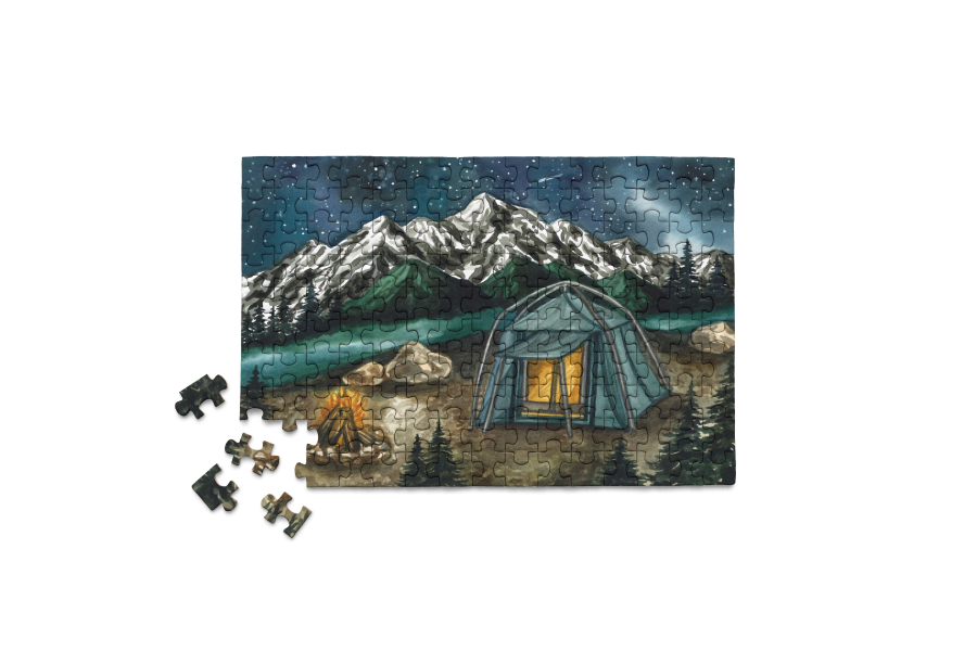 150 Pieces - Camping in Pacific Northwest Mini Jigsaw Puzzle - By MicroPuzzle