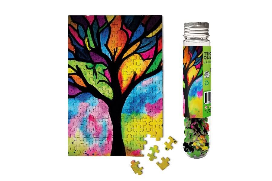 150 Pieces - Stained Glass Tree Mini Jigsaw Puzzle - By MicroPuzzle