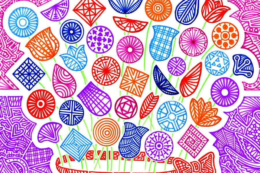 80 Pieces - Flower Doodles Mini Jigsaw Puzzle - By MicroPuzzle