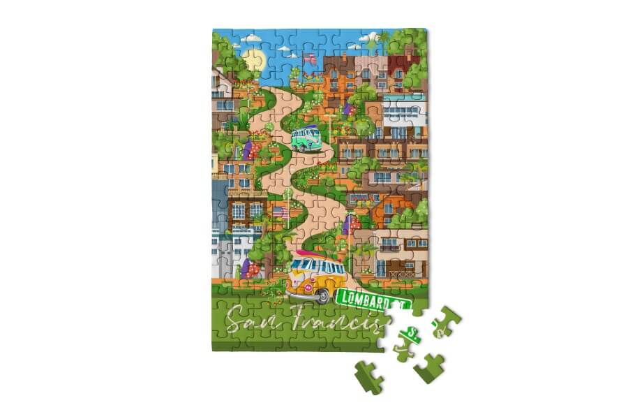 150 Pieces - San Francisco Lombard Street Mini Jigsaw Puzzle - By MicroPuzzle