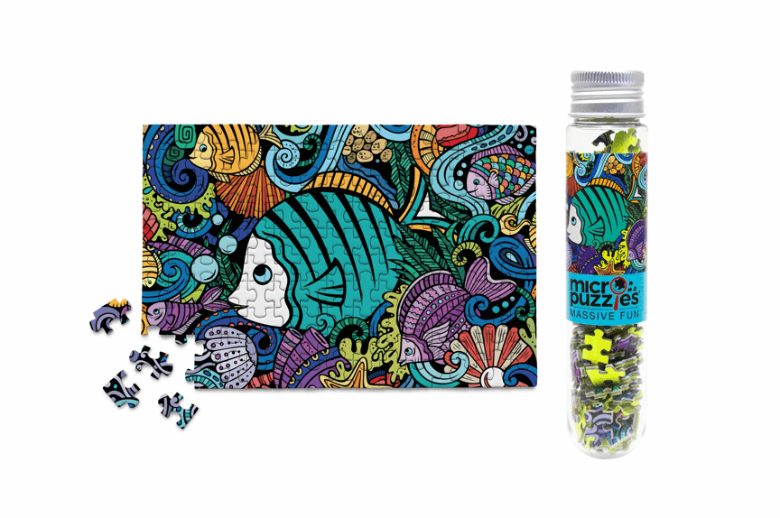 150 Pieces - Fish Doodle Mini Jigsaw Puzzle - By MicroPuzzle