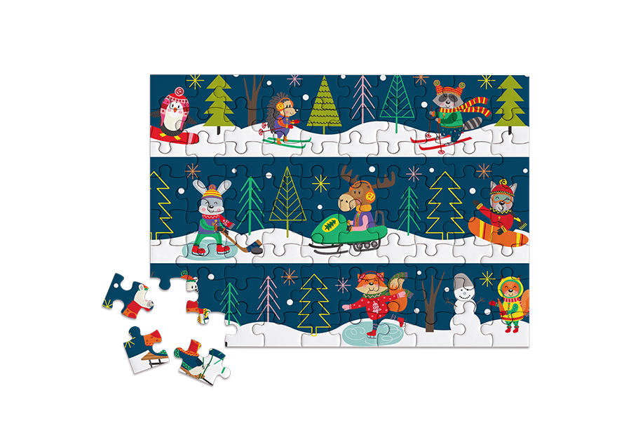 80 Pieces - Frosty Frolics Mini Jigsaw Puzzle - By MicroPuzzle