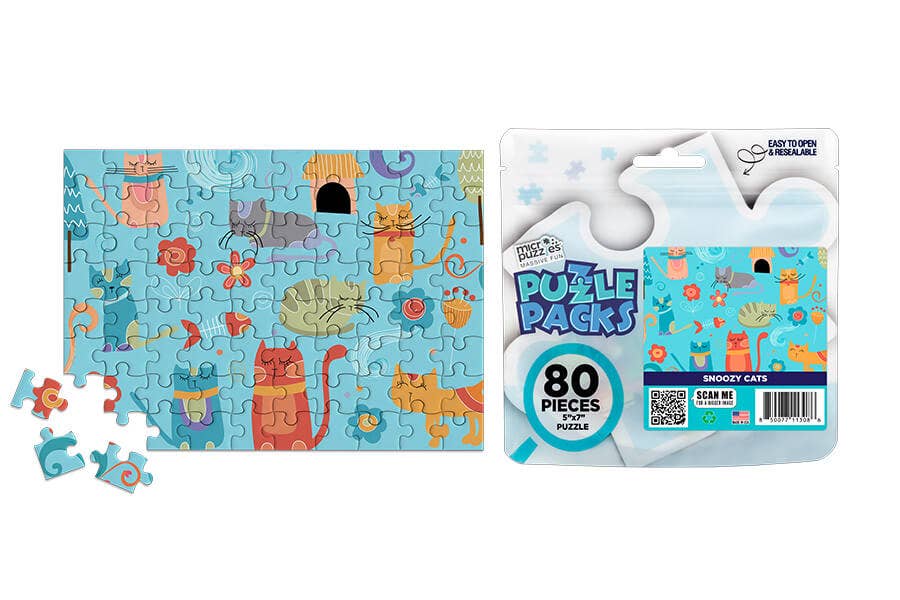 80 Pieces - Snoozy Cats Mini Jigsaw Puzzle - By MicroPuzzle