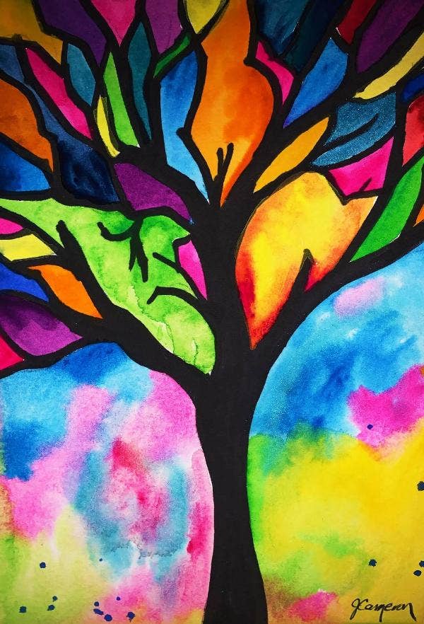 150 Pieces - Stained Glass Tree Mini Jigsaw Puzzle - By MicroPuzzle