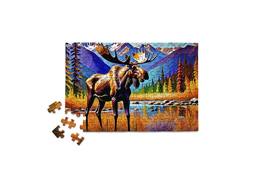 150 Pieces - Colorful Moose Mini Jigsaw Puzzle - By MicroPuzzle
