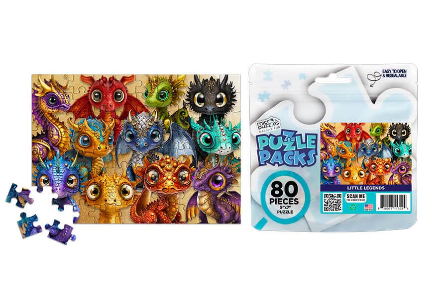 80 Pieces - Little Legends Baby Dragons Mini Jigsaw Puzzle - By MicroPuzzle