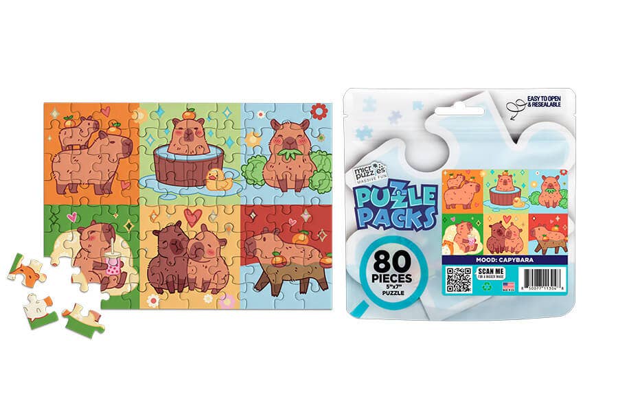 80 Pieces - Mood: Capybara Mini Jigsaw Puzzle - By MicroPuzzle